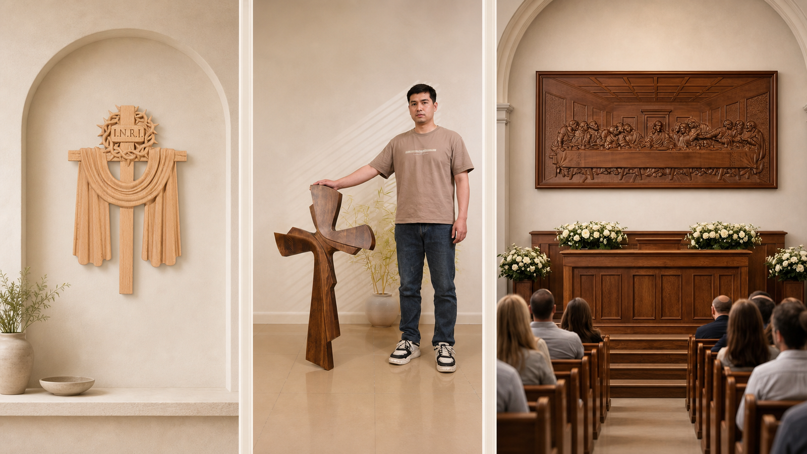 Religious wood carvings from home wall size to large church project scale