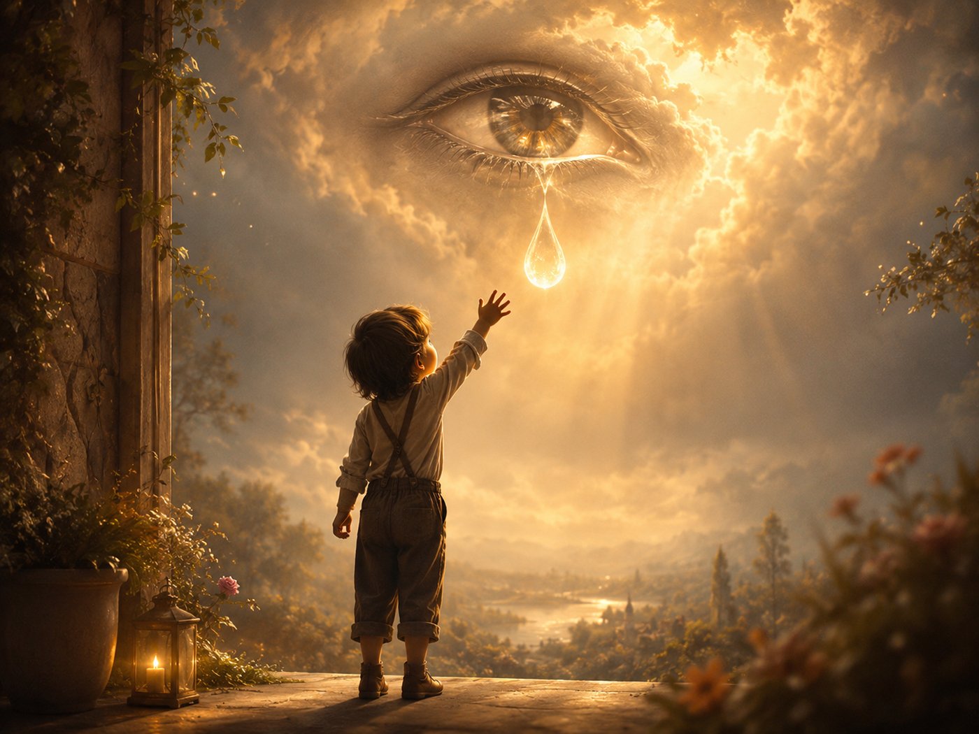 Hand Carved Wooden Crying Eye Wall Art inspired by a symbolic story of protection, hope, and emotional connection between a caring eye and a child